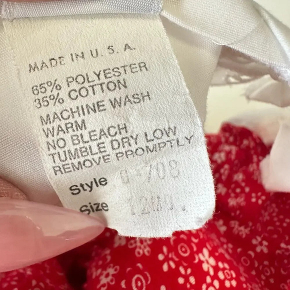 Vintage Bryan Eyelet Ruffled Dress Toddler Girl 12M Red White Prairie 90 Prairie - Picture 5 of 6